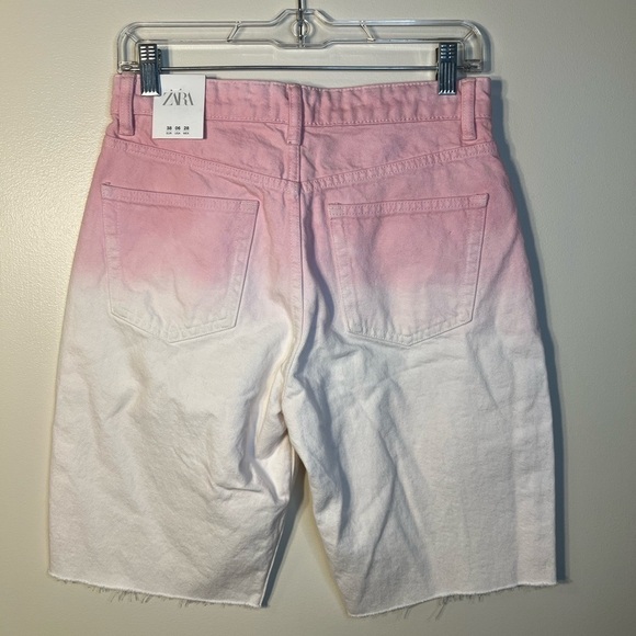 ✨5 for $25✨ Zara Pink Ombre Denim Jean Bermuda Shorts - Picture 5 of 7